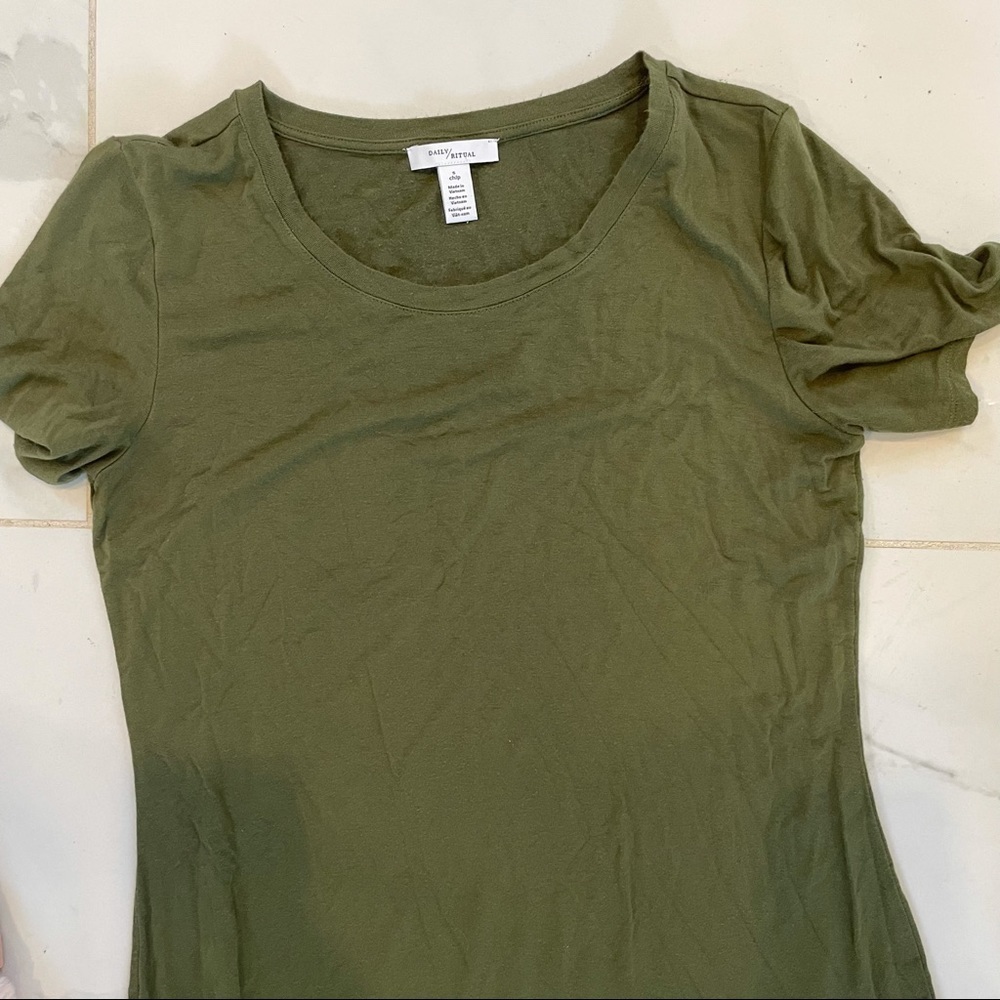 Daily Ritual Olive Green Casual Tee Dress - Picture 4 of 5